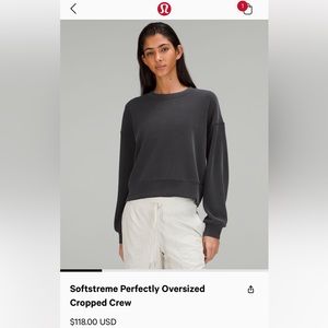 Lululemon softstreme perfectly oversized cropped crew